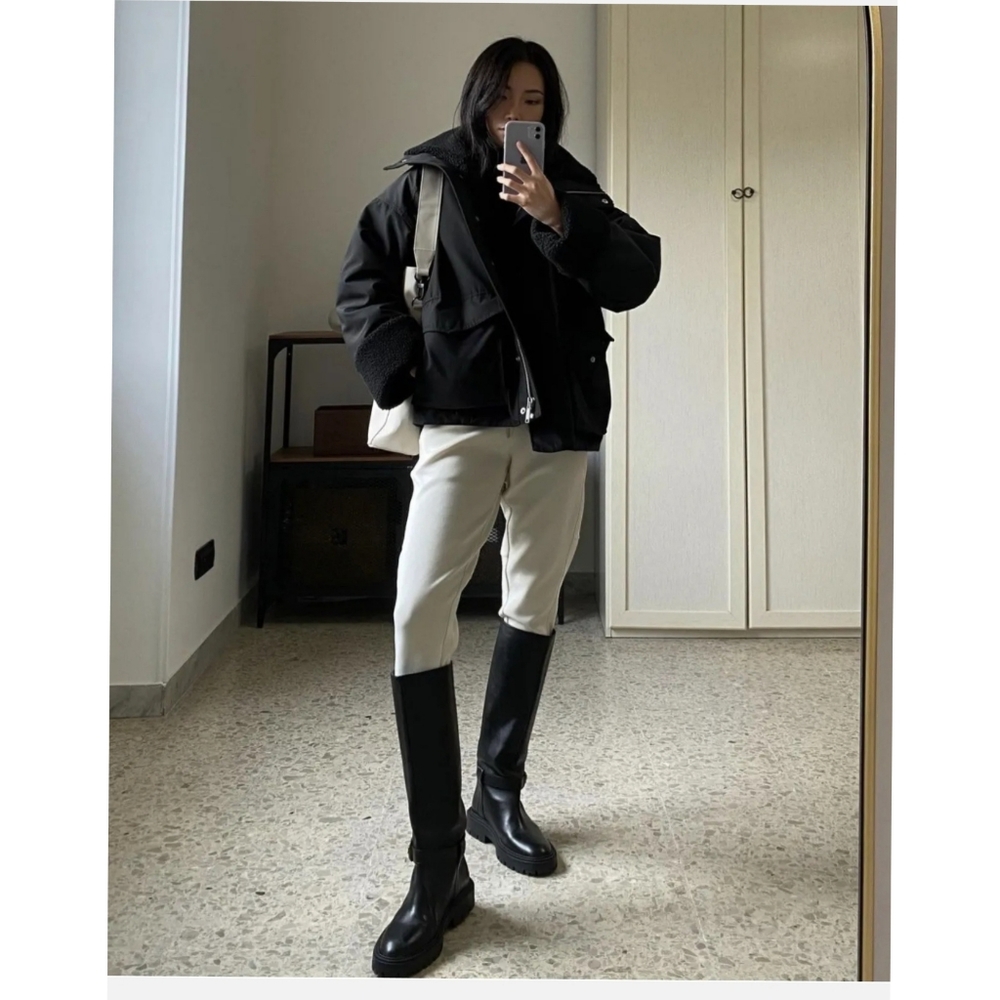 ZARA FLAT LEATHER BOOTS WITH BUCKLE - Picture 6 of 9